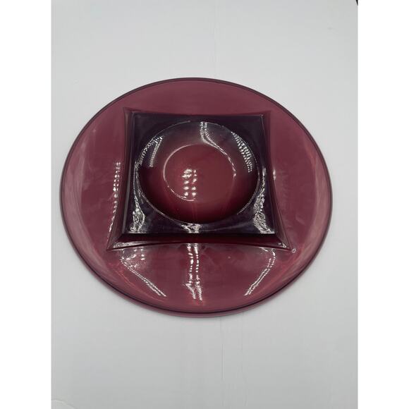 Vintage 1960s MidCentury Modern Hazel Atlas Moroccan Purple Amethyst Cake Plate - Picture 5 of 8